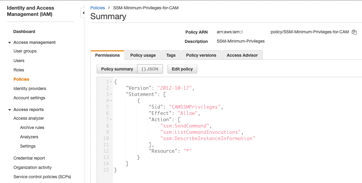 Create AWS SSM Service Account for Scanning Linux Endpoints CloudSphere